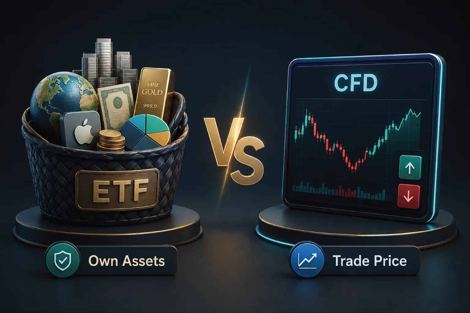Centrino Capital guide comparing ETFs and CFDs, including ownership, leverage, costs and trading risks